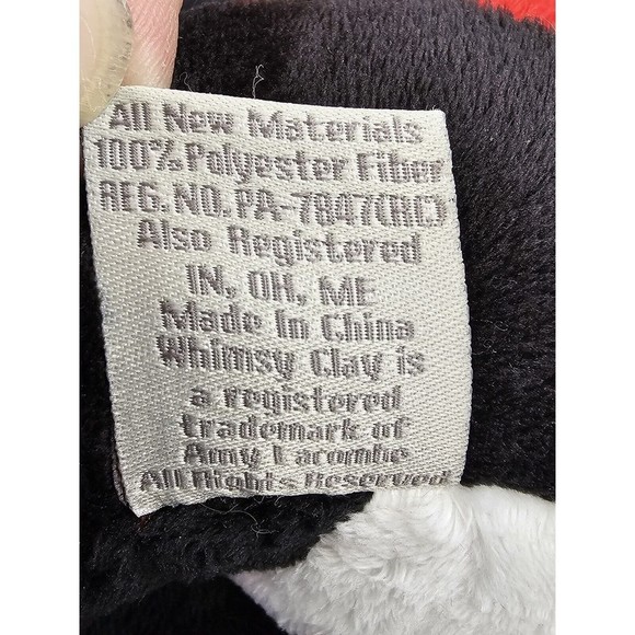 Whimsy Clay Plush Cat Amy Lacombe Hearts Valentine's Day Black Red White RARE - Picture 7 of 8